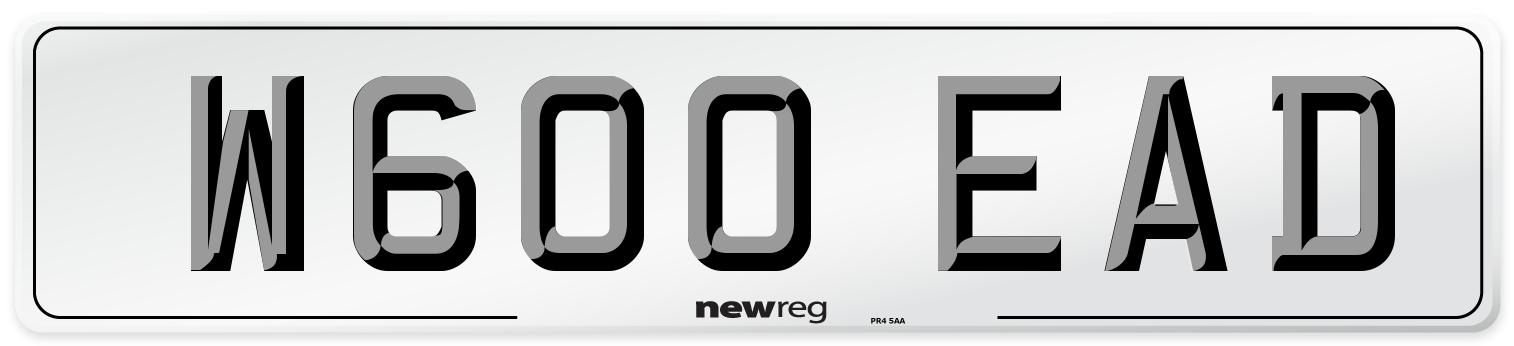 W600 EAD Number Plate from New Reg
